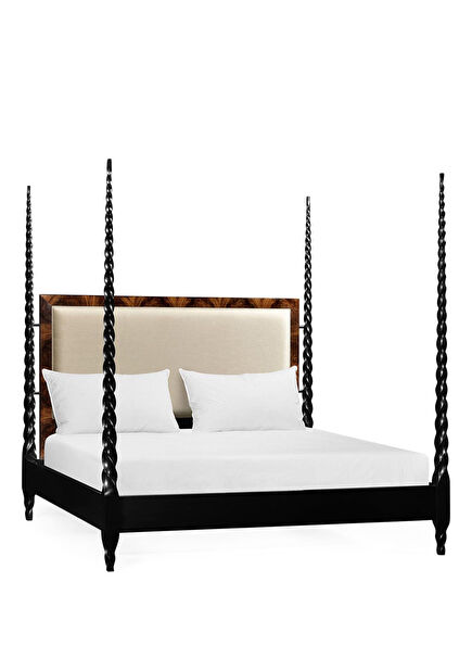 Modern Black Wooden Leather King Size Bed Frame
