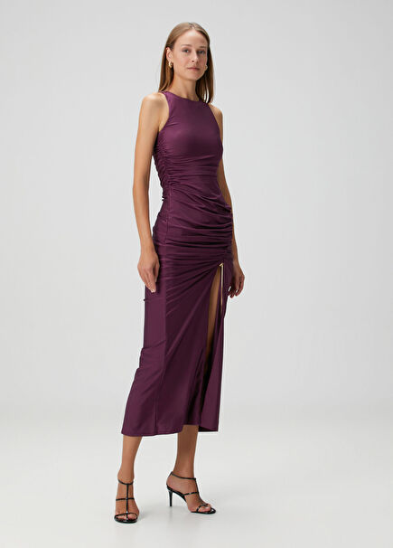 Polette Plum Midi Cocktail Dress