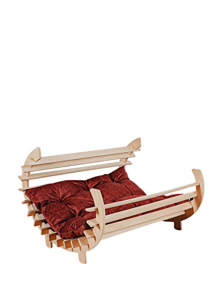 Hamak Ahşap Kırmızı Large Orta Irk Köpek Yatağı