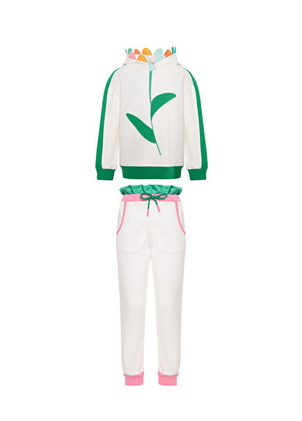 Bloomette Bej Kapüşonlu Kız Çocuk Eşofman Takımı