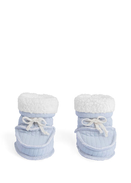 Light Blue Wellsoft Quilted Baby Boy Booties