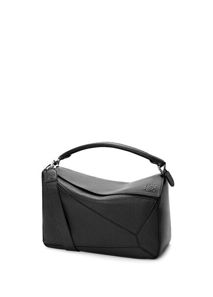 Large Puzzle Black Men's Leather Bag