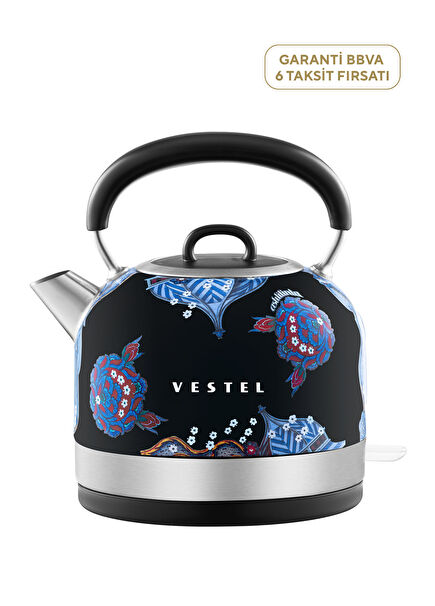 Aslı Filinta Retro Black Tile Kettle 1.7 Lt