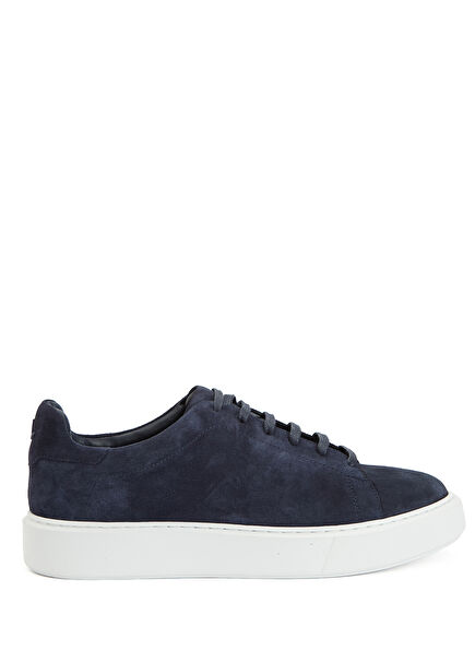 Navy Blue Men's Suede Sneakers