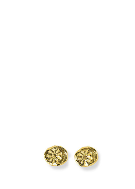 Gold Plated Women's Earrings on Bronze with Floral Detail