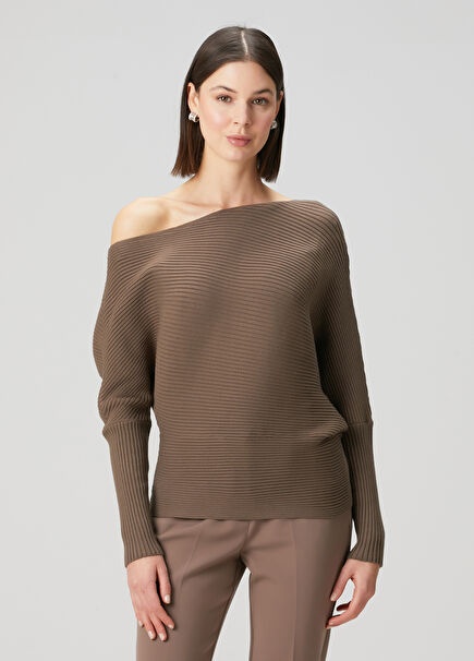 Brown Rib Sweater