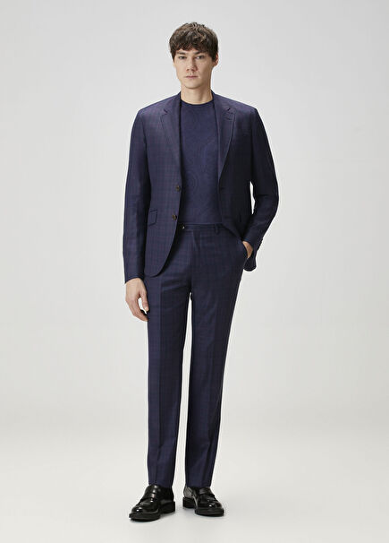 Lacivert Desenli Yün Takım