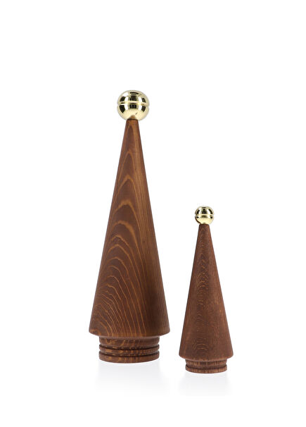 Juniper Brass Detailed Wooden Christmas Tree Set