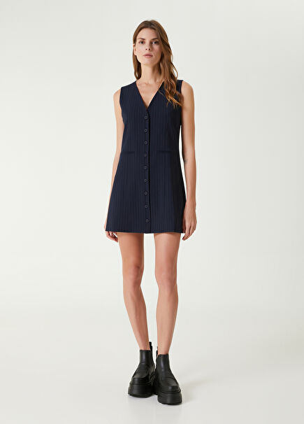 Navy Blue Striped Mini Dress