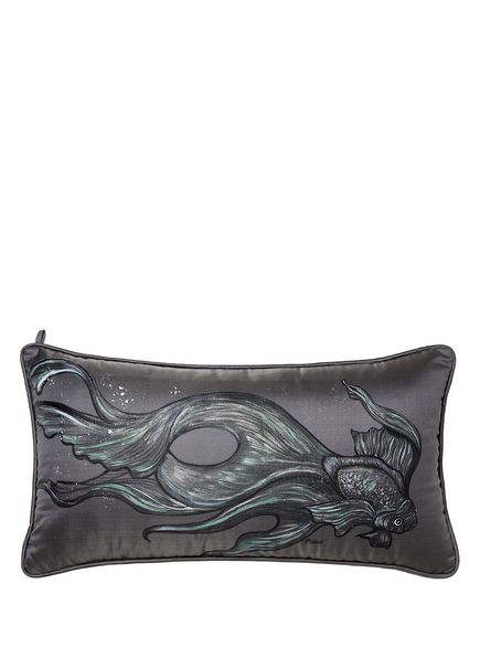 Nereid Gri El Boyaması İpek Kırlent 35 x 65 cm