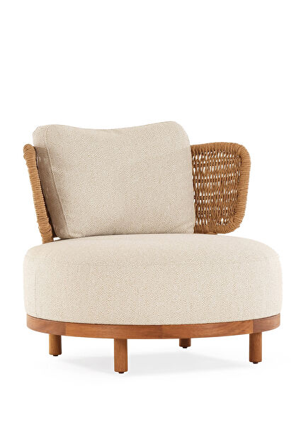 Avend İroko Ekru Yuvarlak Ahşap Bahçe Koltuğu