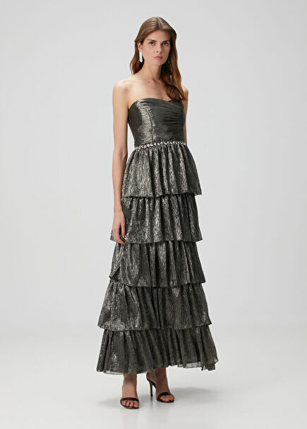 Harrod Antrasit Maksi Abiye Elbise