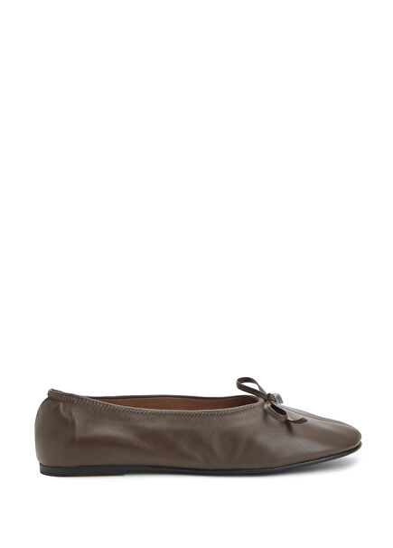 Blaise Khaki Leather Ballet Flats