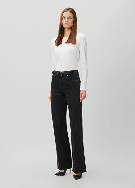 Tess Siyah Straight Leg Jean Pantolon