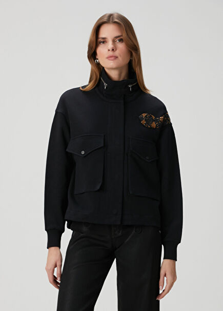 Ouros Claire Siyah Organik Pamuk Ceket