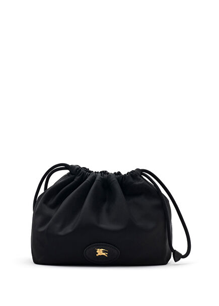 Reversible Horseshoe Drawstring Pouch Black Women's Shoulder Bag