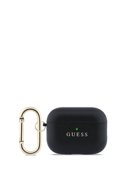 AirPods Pro 3 Uyumlu Siyah PU Deri Anahtarlıklı Kulaklık Kılıfı