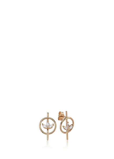 Minimal Design 3 Leaf 14K Gold Women's Earrings