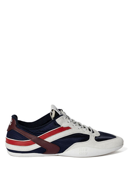 Gymnasium Blue Technical Fabric and Suede Women's Sneakers