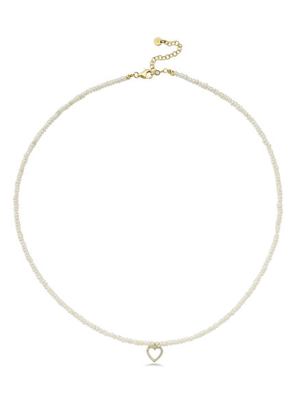 Heart Diamond Pearl 14K Gold Women's Necklace