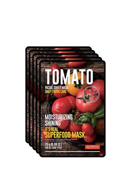 Tomato Facial Sheet Mask Superfood Radiant & Moisturizing Tomato Face Mask Set of 5 25g