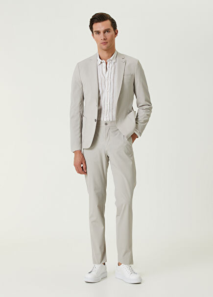 Slim Fit Stone Wicking Textured Suit