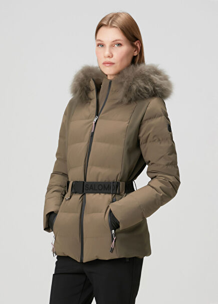 Khaki Hooded Ski Jacket