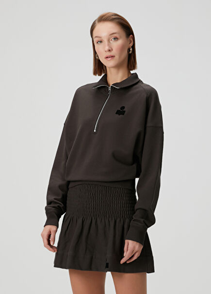 Ross Siyah Fermuarlı Sweatshirt