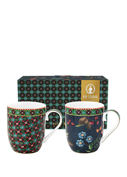 Berry Blues Blue Patterned Porcelain Mug Set of 2