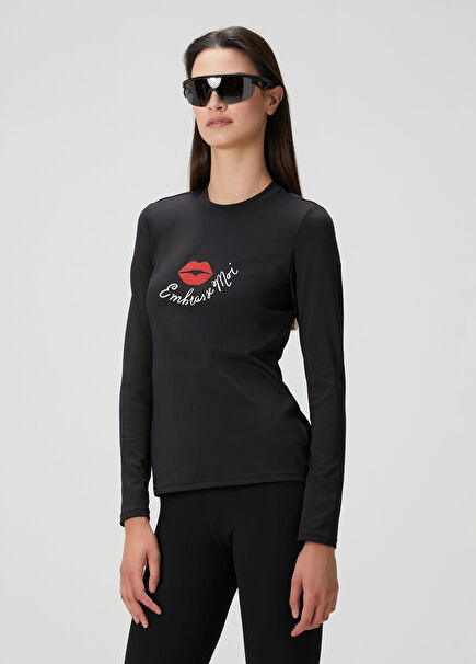 Bisou Siyah Uzun Kollu T-shirt