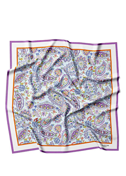 Violet Charm Renkli Twill İpek Kadın Eşarp 