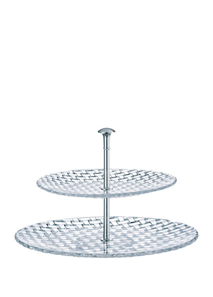 Bossa Nova Büyük Boy Tekli Şeffaf İki Katlı Cam Servislik