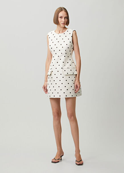 Amayah Off-White Polka Dot Mini Dress
