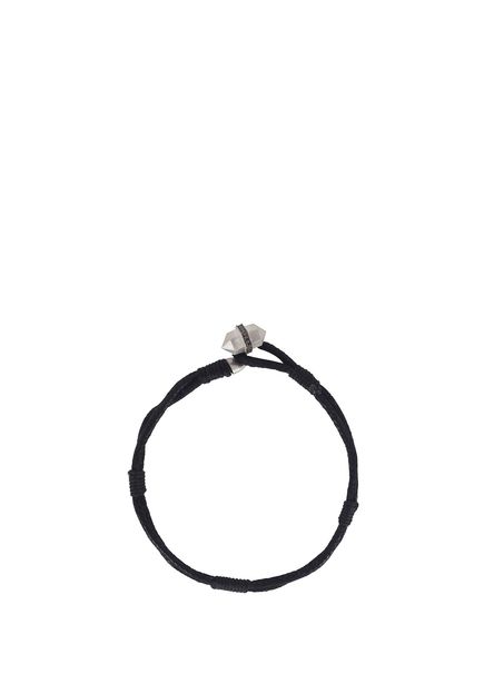 Rocky Road Black Cord Men's Silver Bracelet