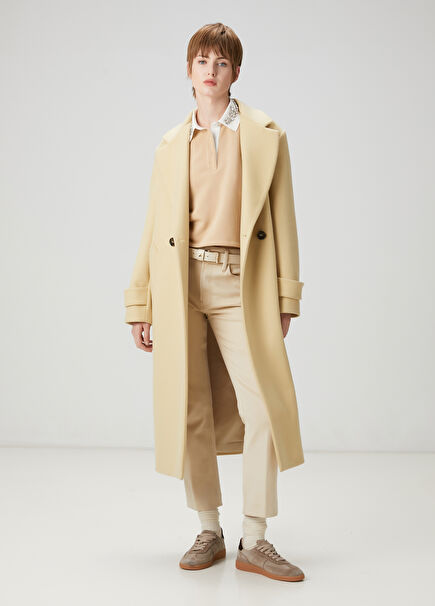 Beige Straight Leg Jeans