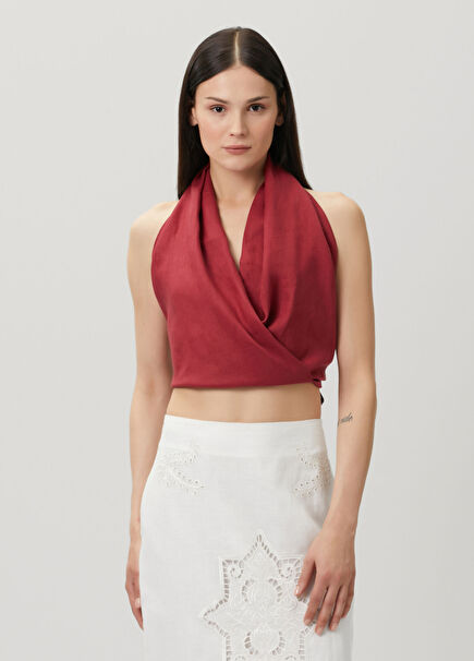 Maze Burgundy Linen Blouse