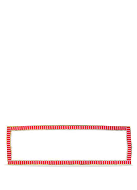 Dekoratif Candy Serisi Özel Tasarım Keten Pembe Kırmızı Damalı Runner 40x120 cm