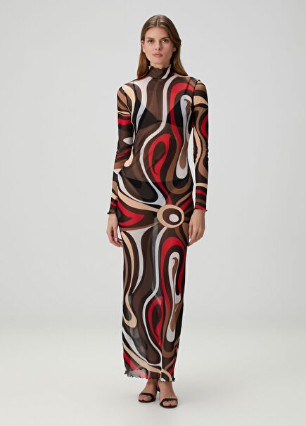 Red Patterned Maxi Dress