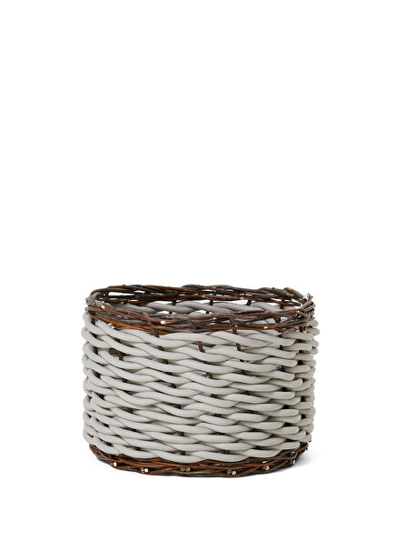 Twig Ekru Örgü Dokulu Hasır Sepet