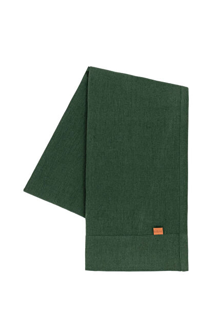 Linen Dark Green Linen Runner 45 x 250 cm