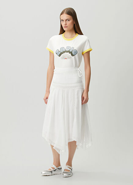 Jetro White Lace Midi Skirt