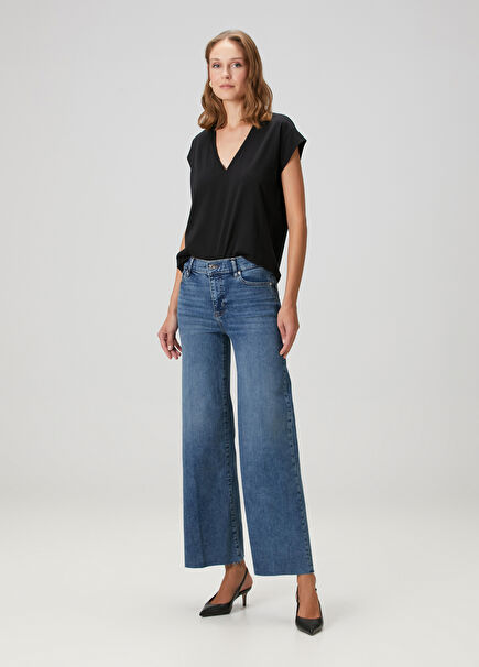 Le Slim Palazzo Mavi Jean Pantolon