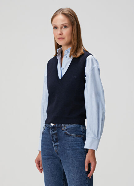 Navy Blue Wool Sweater