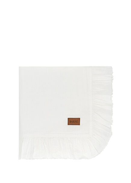 Frilled Linen Beyaz Keten Masa Örtüsü 150 x 250 cm