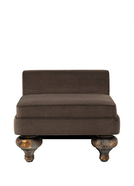 Dazed Lounge Solid Velvet Fabric Brown Single Sofa