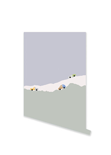 Mural Pastel Landscape Bicolar Cars Çocuk Odası Duvar Kağıdı 3 x 265 cm