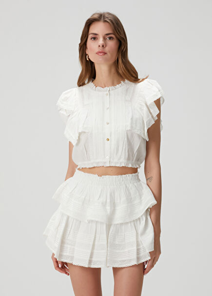 Nora Off-White Crop Blouse