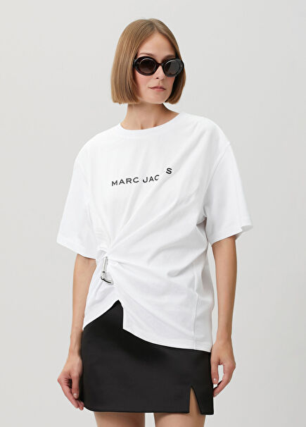 Pop J Boxy Fit Beyaz Drapeli T-shirt