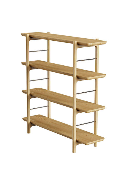 Homeland Honey Masif Meşe 3 Bölmeli Kitaplık