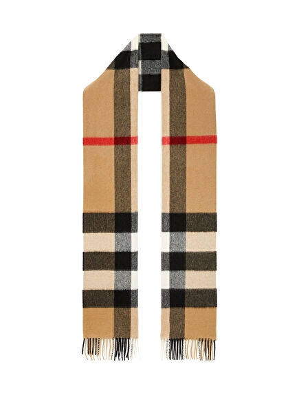 Check Beige Cashmere Women's Scarf